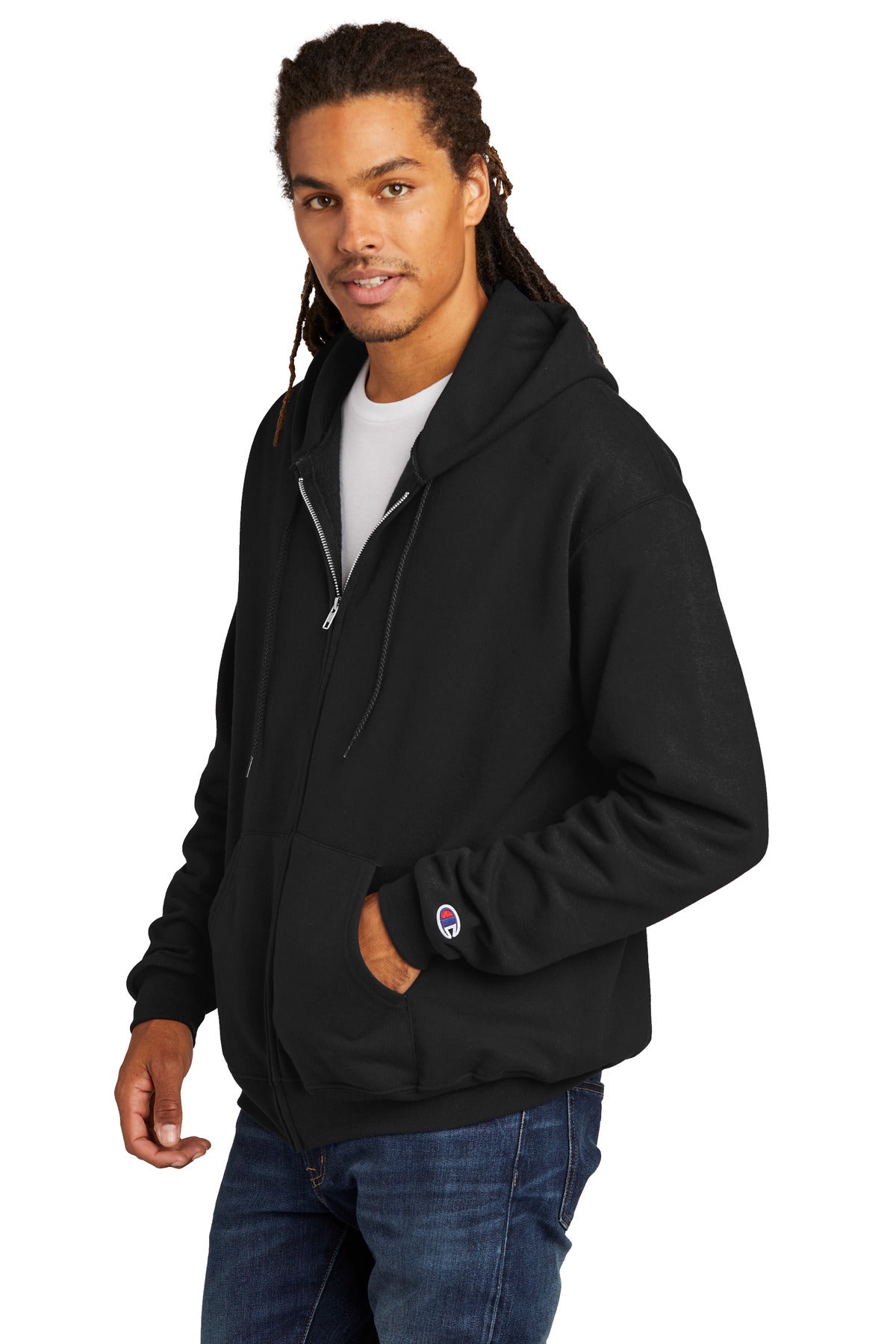 Black Champion Powerblend Full-Zip Hoodie.S800