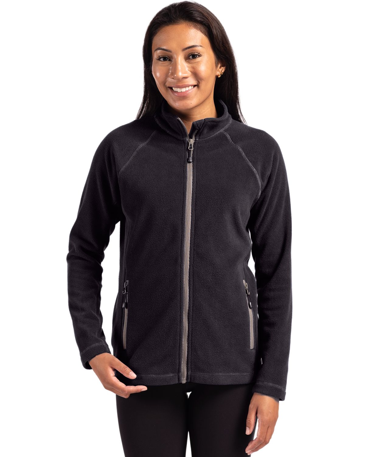 Black Clique Powder Fleece Full Zip Womens Jacket - XS