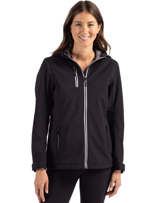 Black Clique Telemark Eco Stretch Softshell Full Zip Womens Hooded Jacket - XS