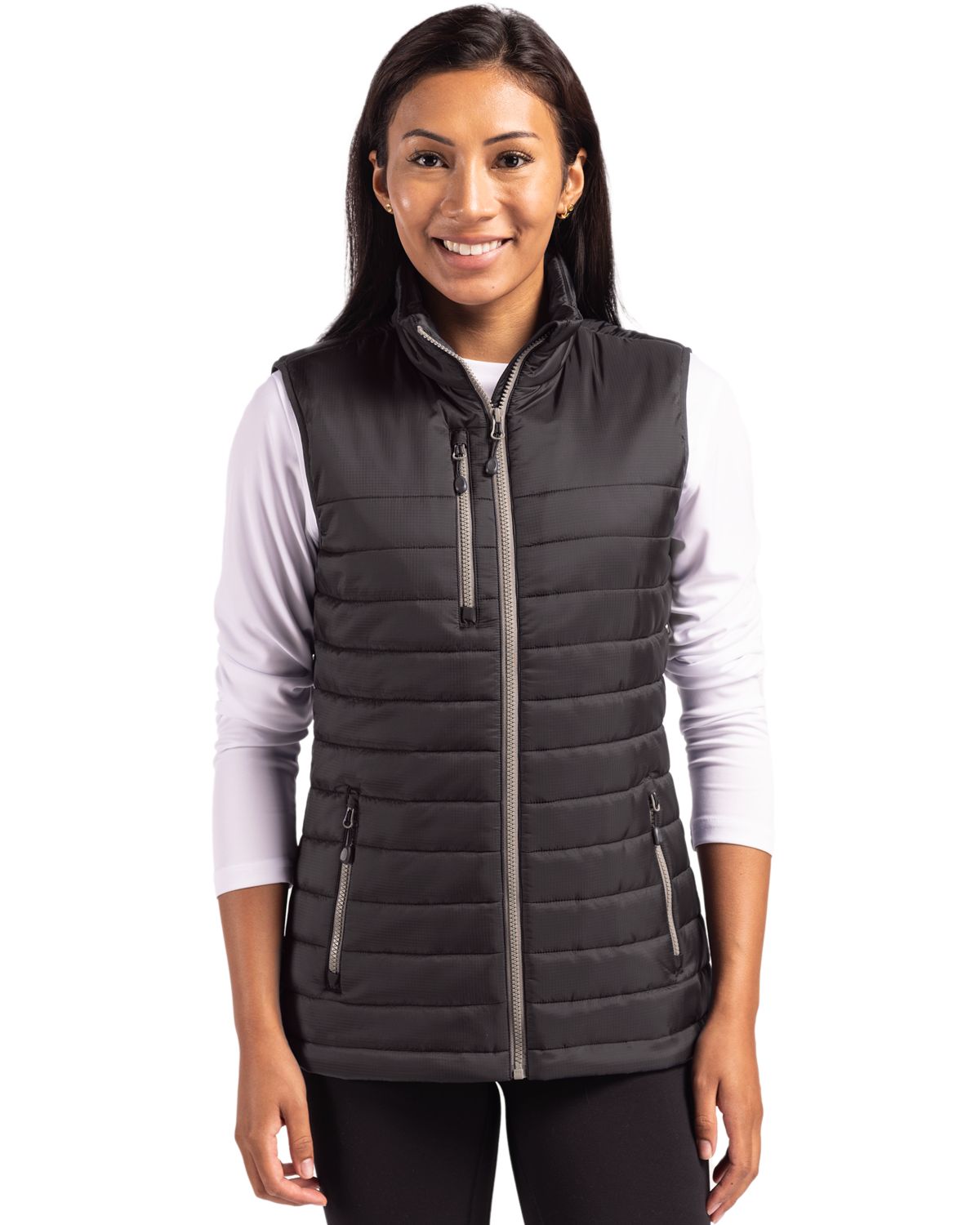 Black Clique Valhalla Full Zip Womens Puffer Vest - XS