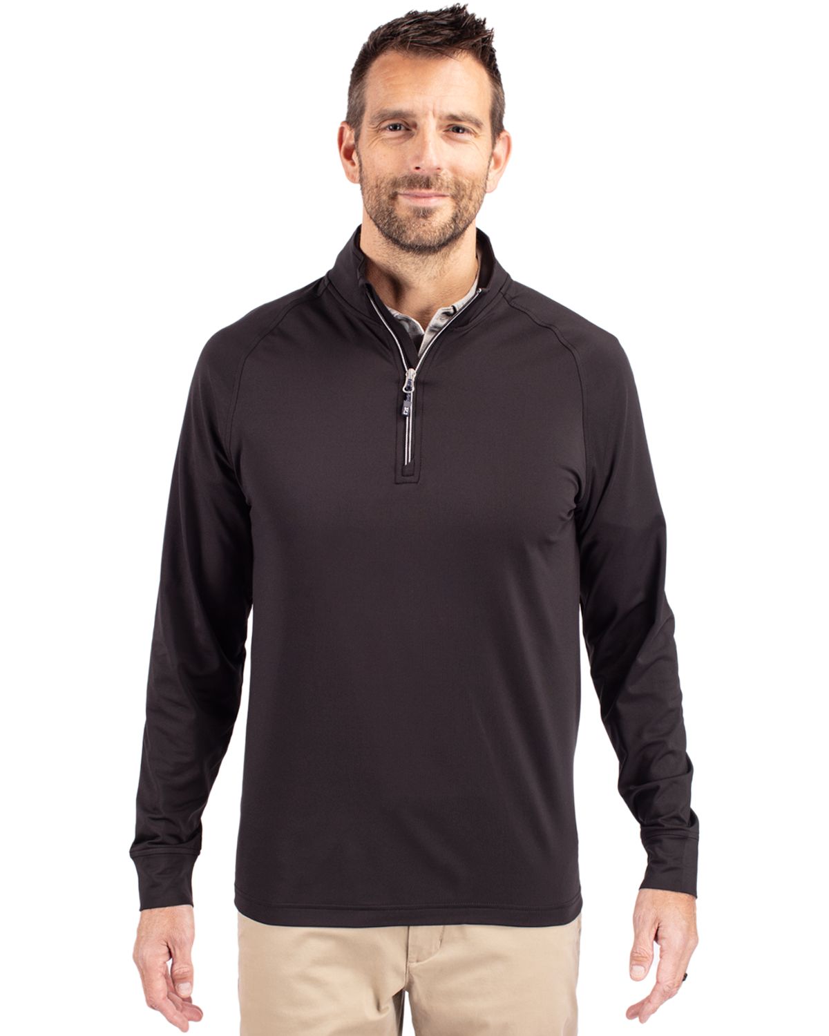 Black Cutter & Buck Adapt Eco Knit Stretch Recycled Mens Big and Tall Quarter Zip Pullover Big & Tall - 2XB