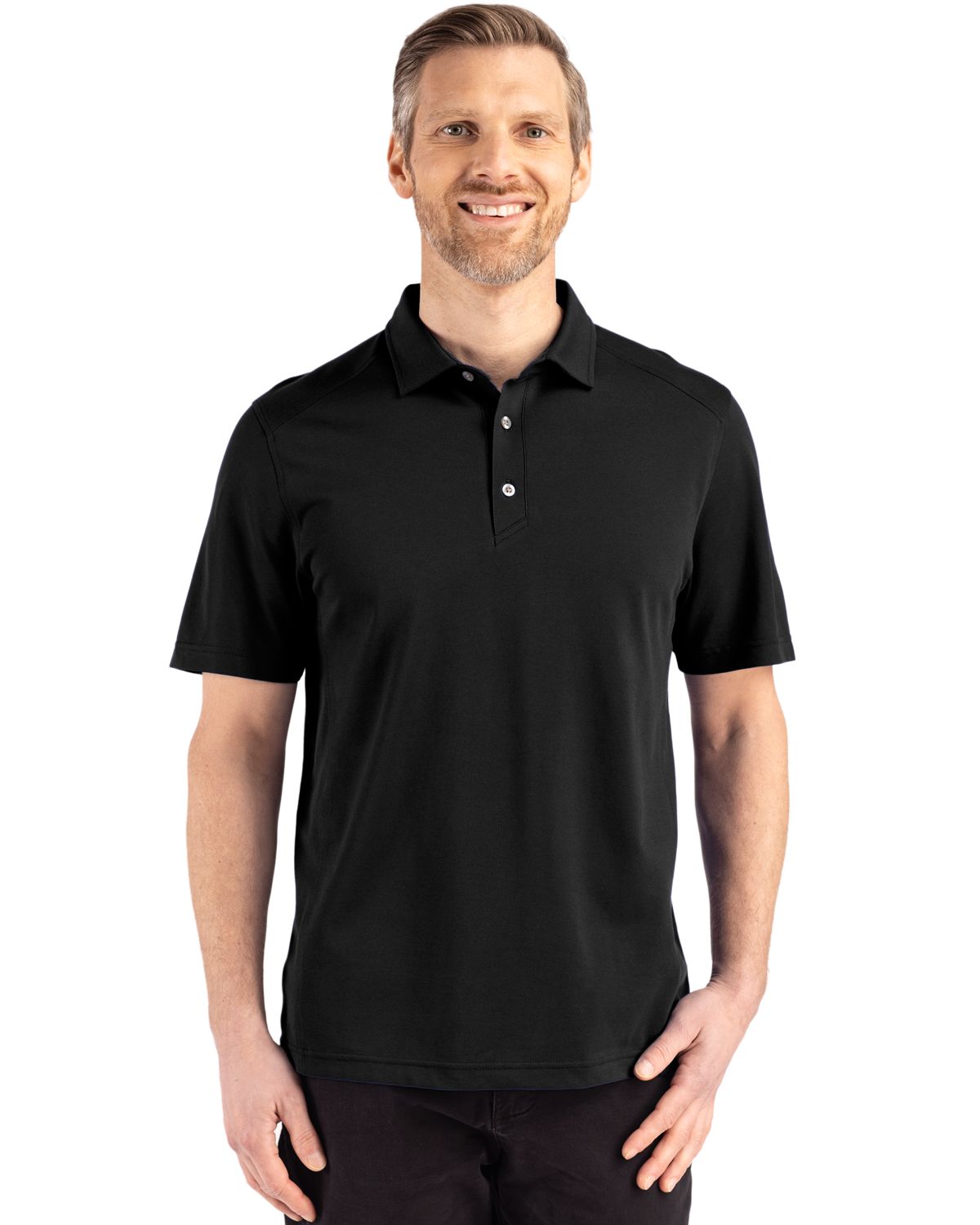 Black Cutter & Buck Advantage Refresh Epic Confidence Recycled Mens Tri-Blend Pique Polo - S