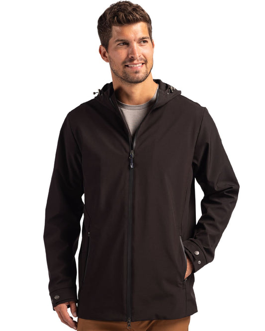 Black Cutter & Buck Camano Everyday Stretch Recycled Mens Water Resistant Jacket - S