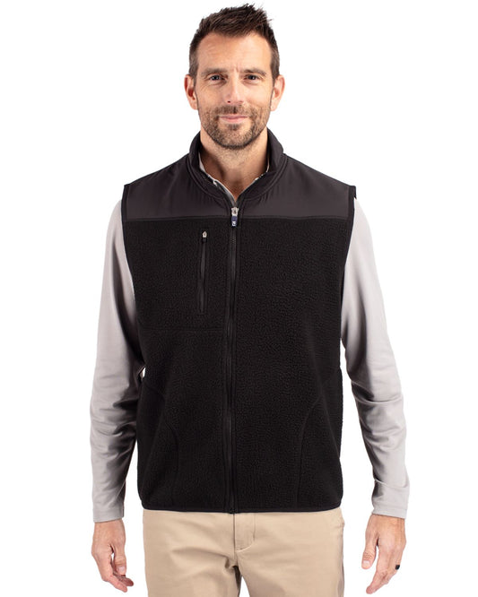 Black Cutter & Buck Cascade Eco Fleece Mens Vest - S