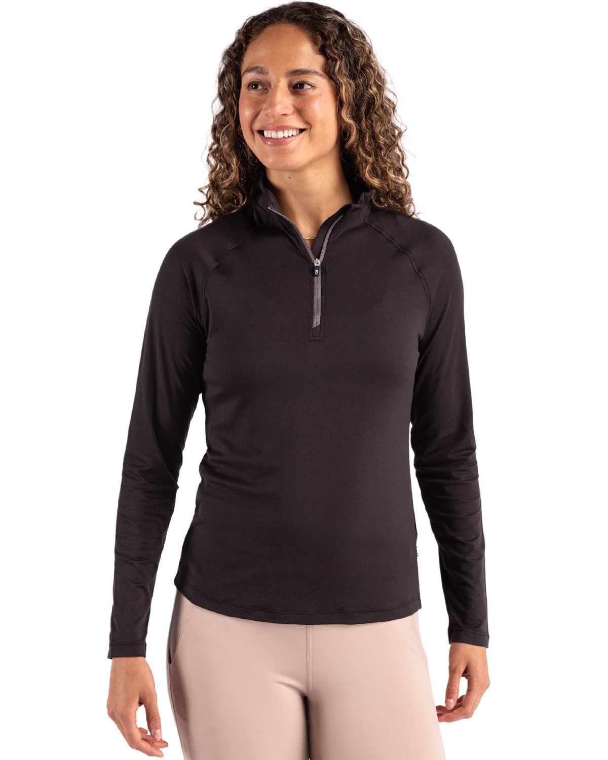 Black Cutter & Buck Coastline Epic Comfort Recycled Women’s Quarter Zip - XS