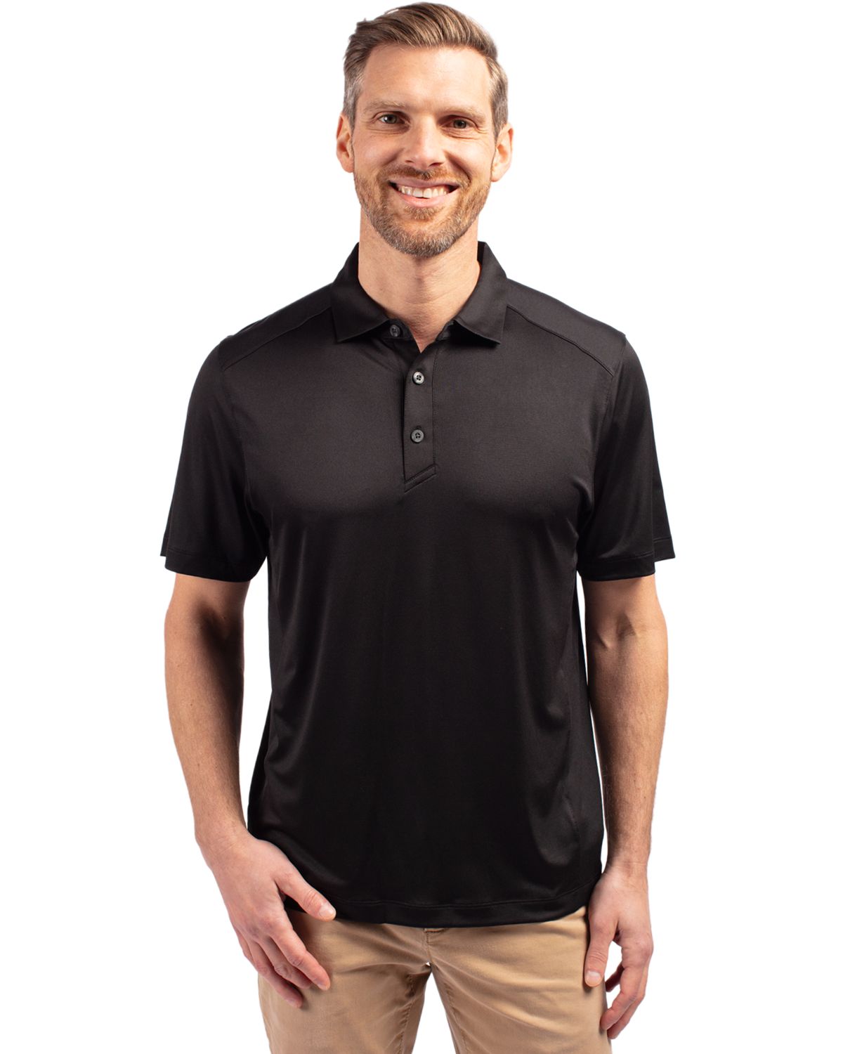 Black Cutter & Buck Forge Eco Stretch Recycled Mens Polo - S