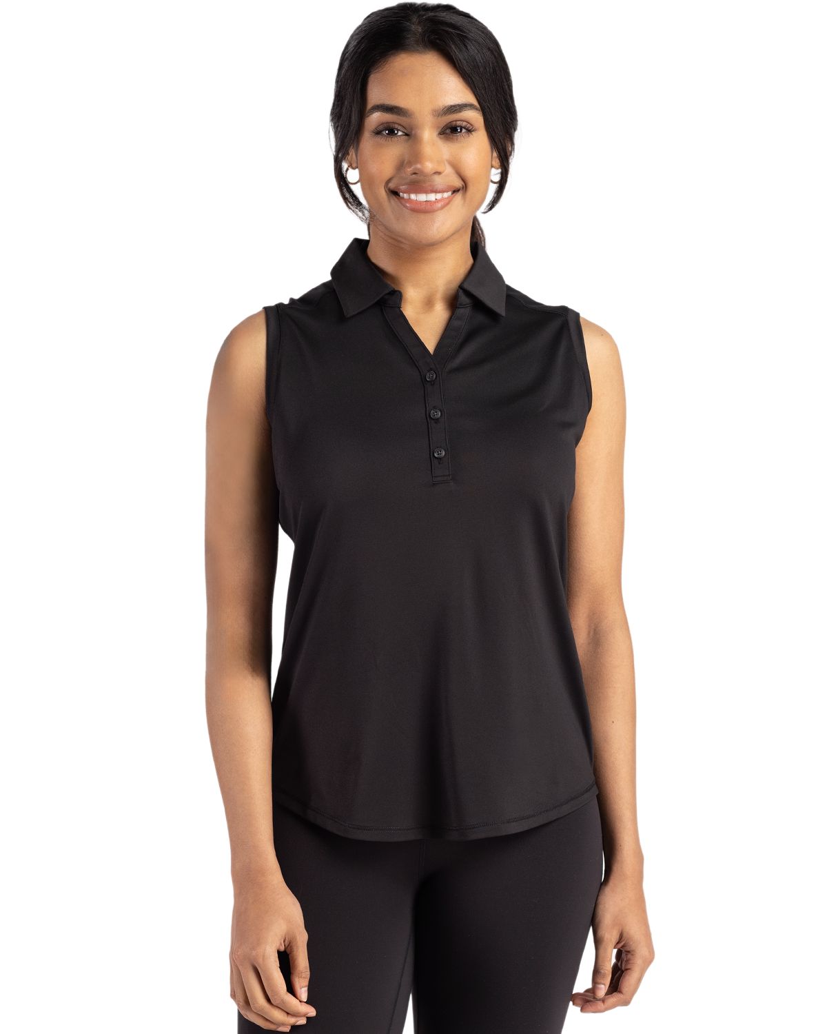 Black Cutter & Buck Forge Eco Stretch Recycled Womens Sleeveless Polo - XS