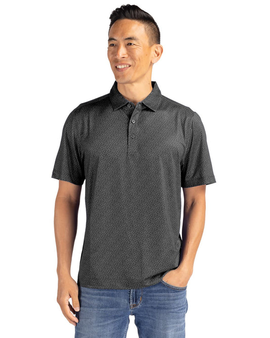 Black Cutter & Buck Pike Eco Pebble Print Stretch Recycled Mens Polo - S