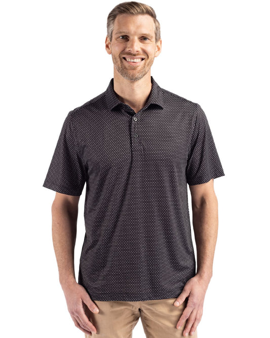 Black Cutter & Buck Pike Eco Shadow Check Print Recycled Mens Big & Tall Polo Big & Tall - 1XB