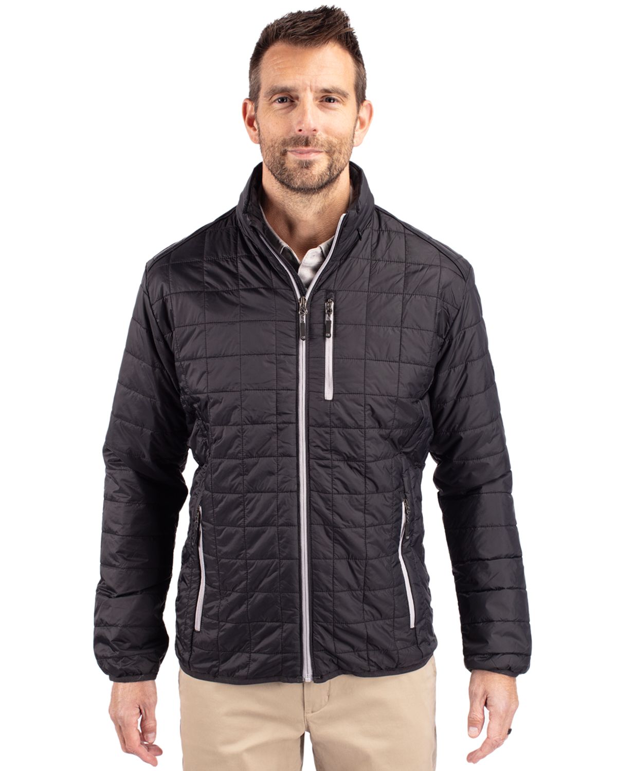 Black Cutter & Buck Rainier PrimaLoft® Mens Big and Tall Eco Insulated Puffer Jacket Big & Tall - 4XT