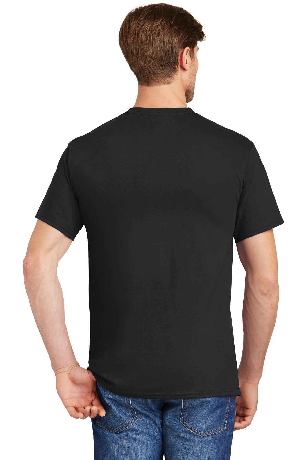 Black Hanes - Authentic 100% Cotton T-Shirt with Pocket. 5590