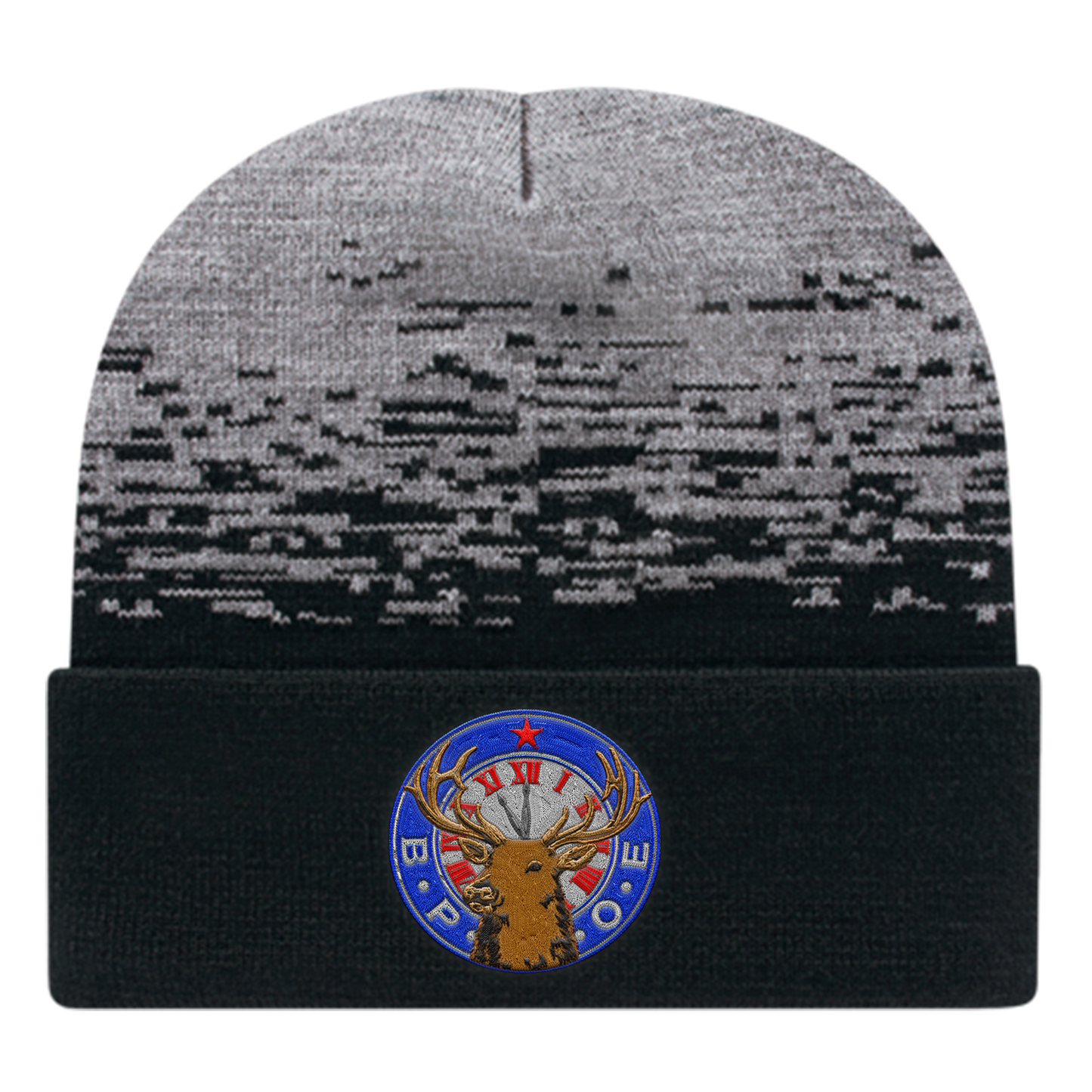 C A Static Pattern Knit Cap With Cuff