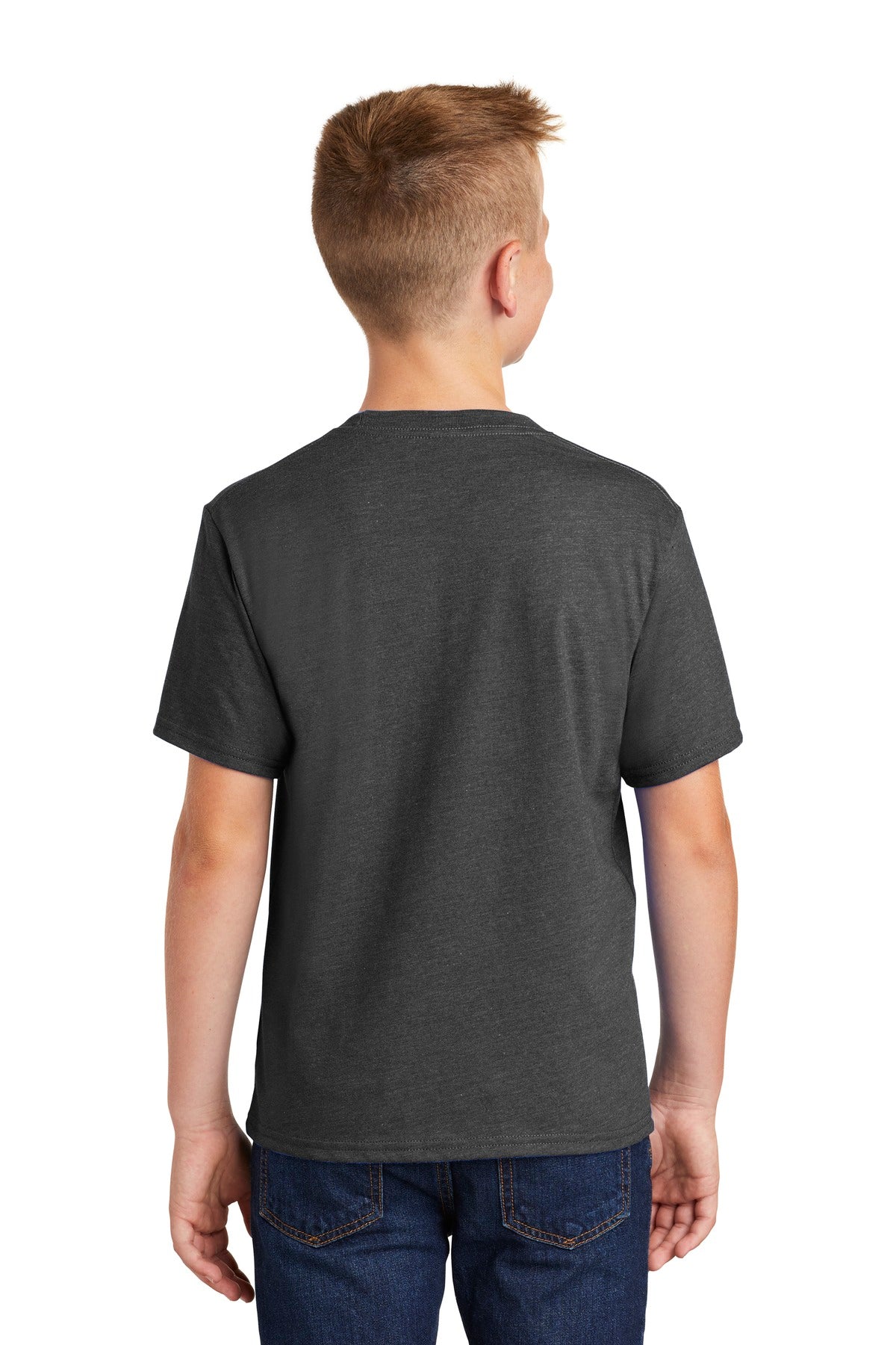Black Hthr Port & Company Youth Fan Favorite Blend Tee. PC455Y