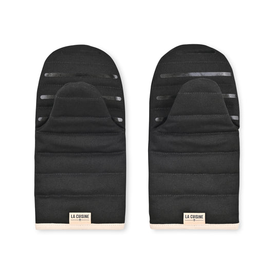 Black La Cuisine Oven Mitt Set of Two plain