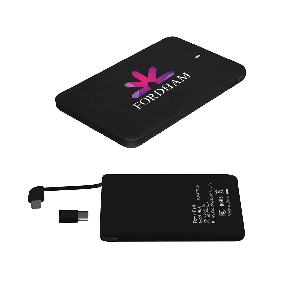 BLACK Slim 2500 MAH 3-In-1 Power Bank grouped
