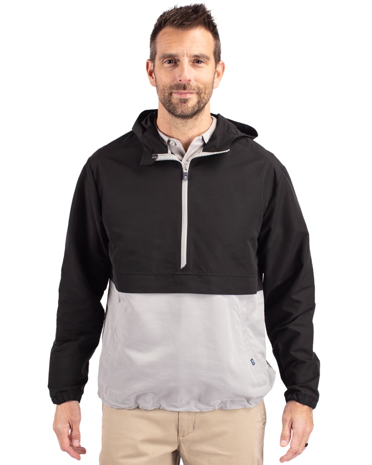 Black/Polished Cutter & Buck Charter Eco Recycled Mens Anorak Jacket - S