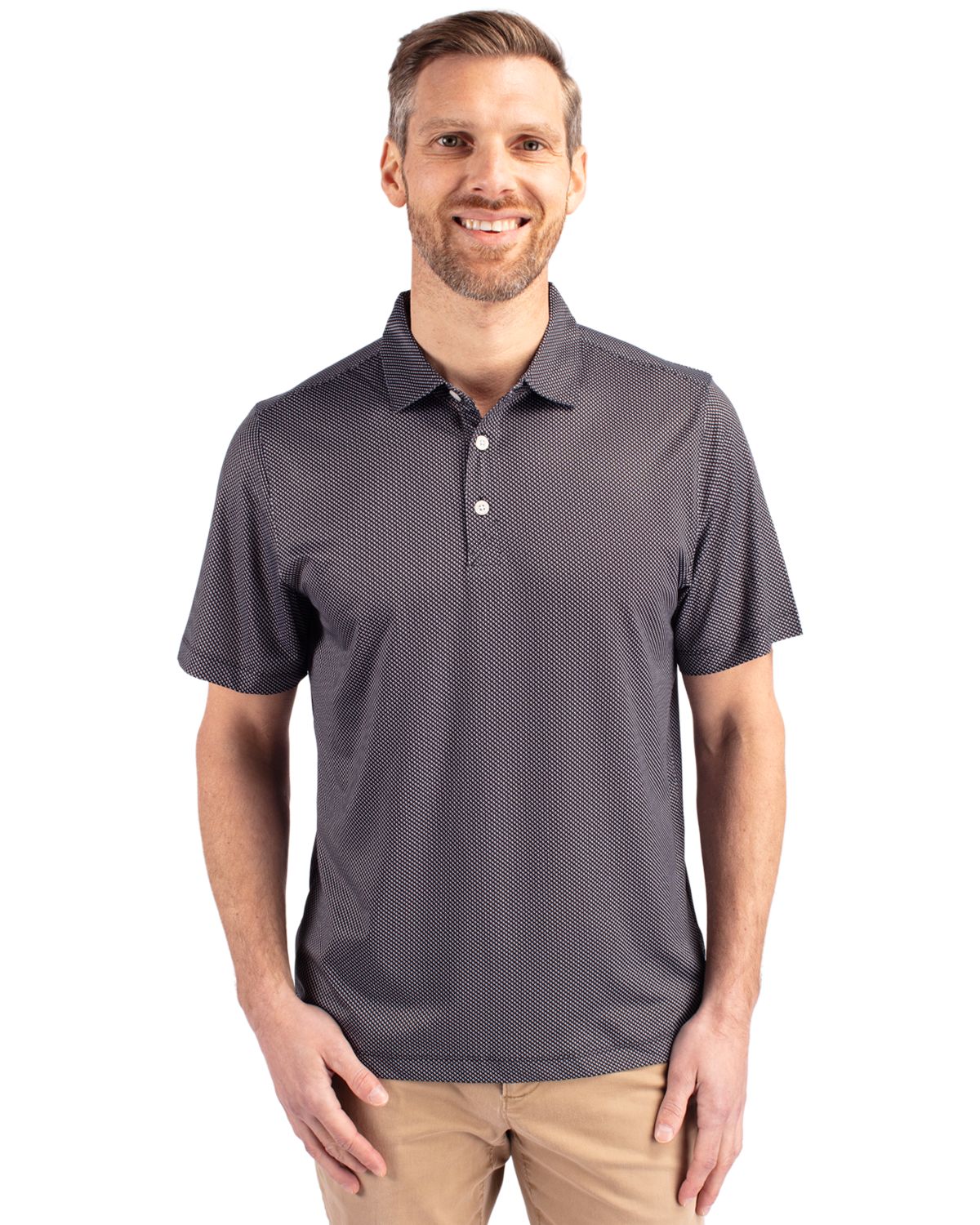 Black/White Cutter & Buck Pike Eco Symmetry Print Stretch Recycled Mens Big & Tall Polo Big & Tall - 1XB