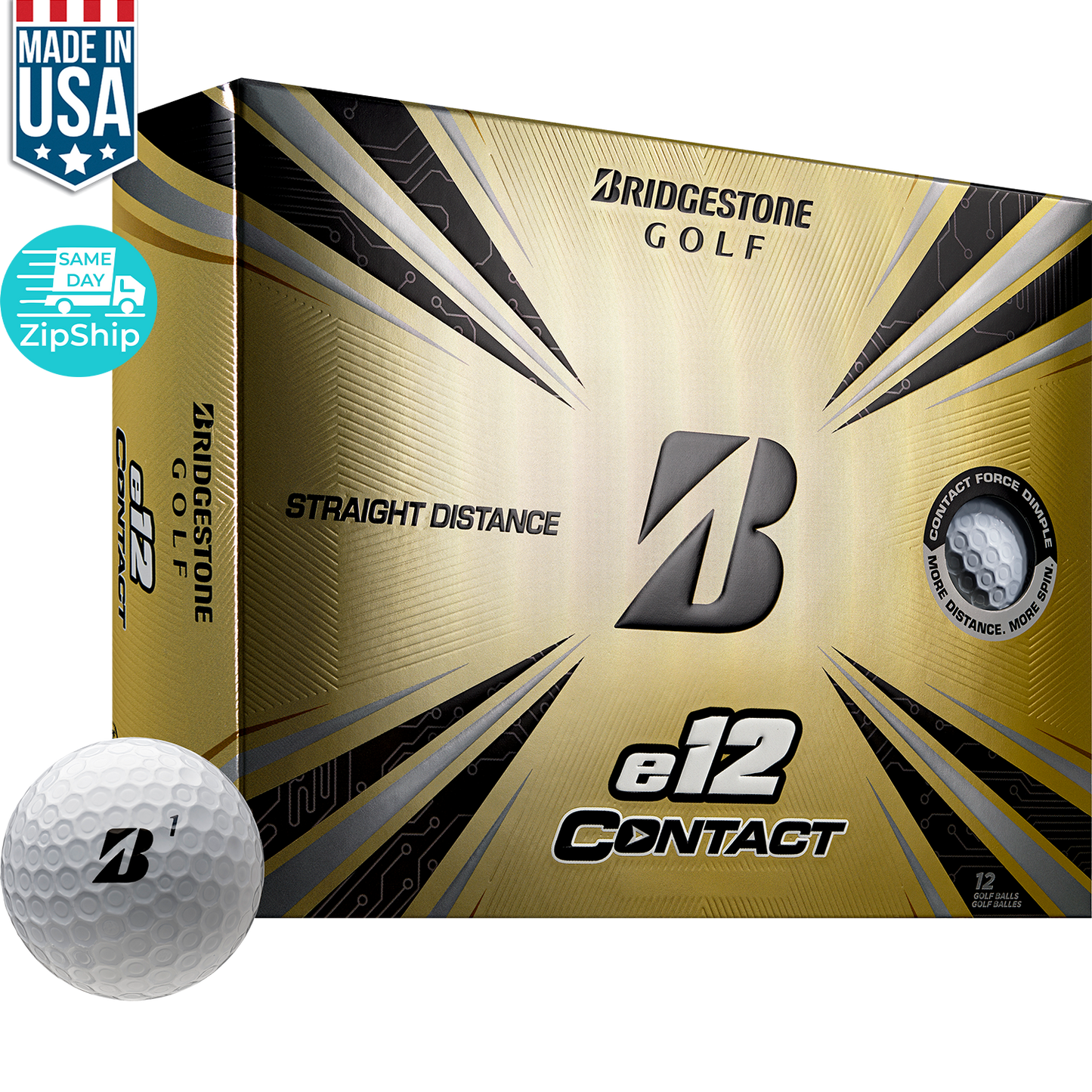 White Bridgestone E12 Contact Golf Ball
