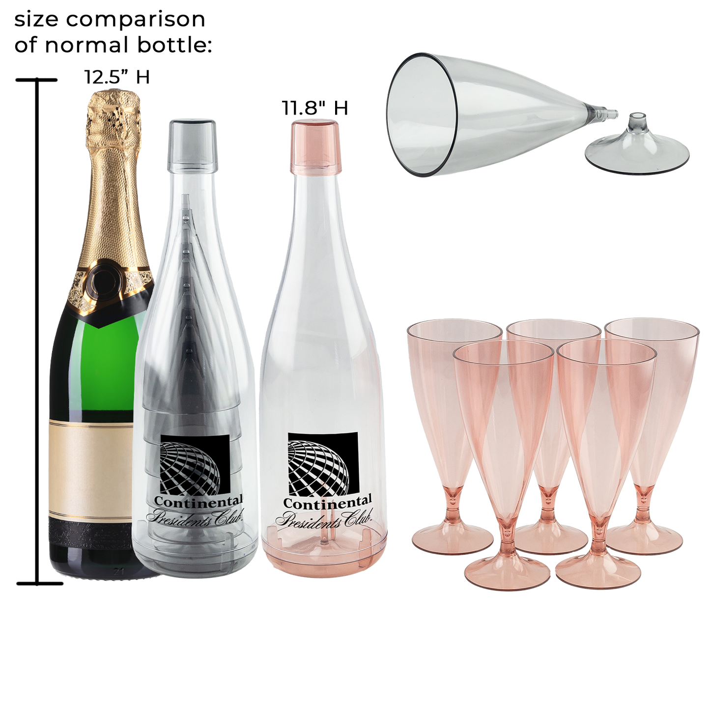 Rose Gold Bubbly Reusable Champagne Flutes Set