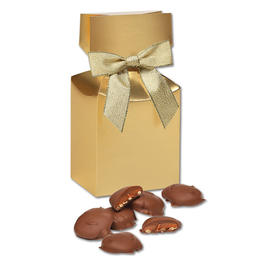 Caramel Pecan Clusters in Gold Premium Delights Gift Box