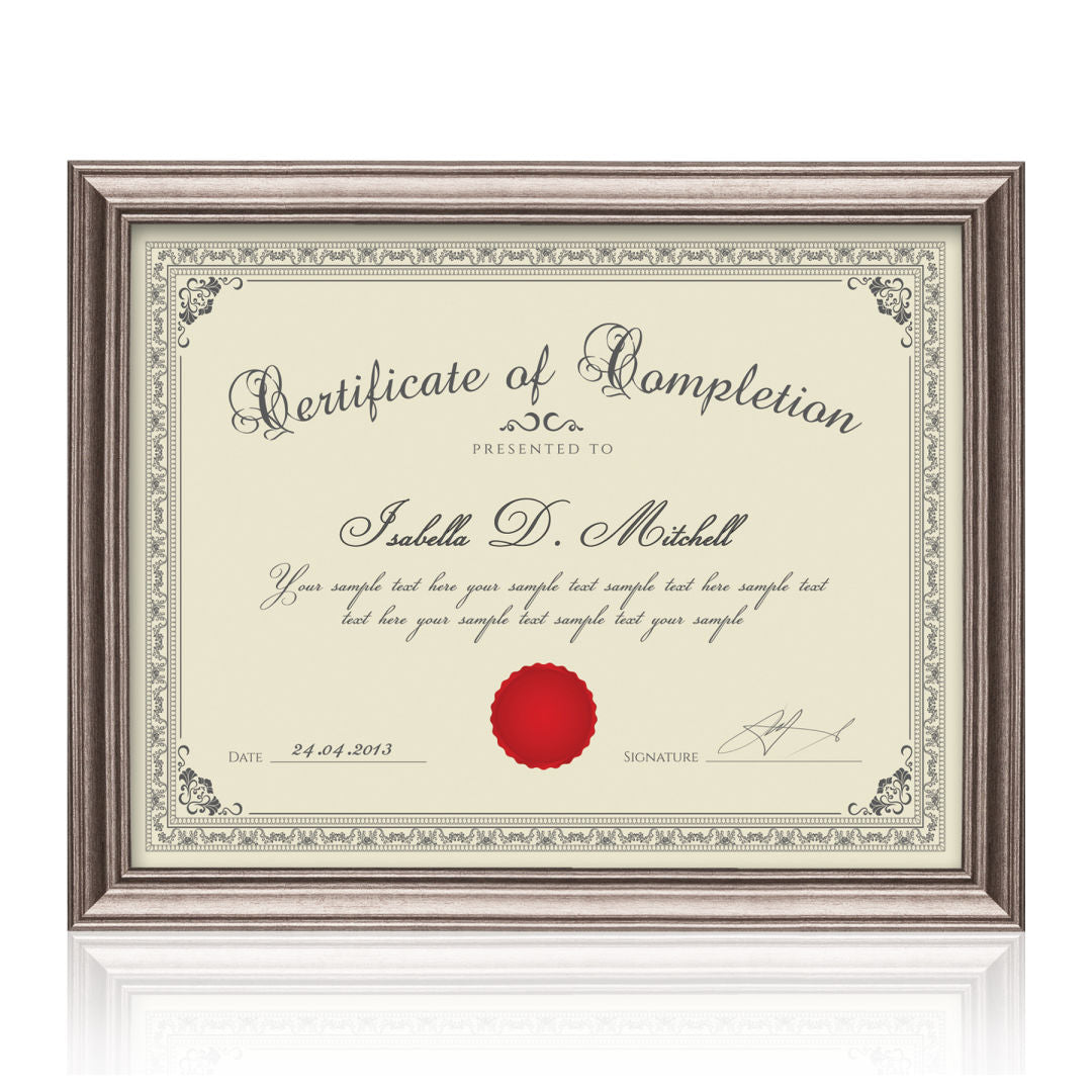 Ellison Certificate Frame - Gun Metal