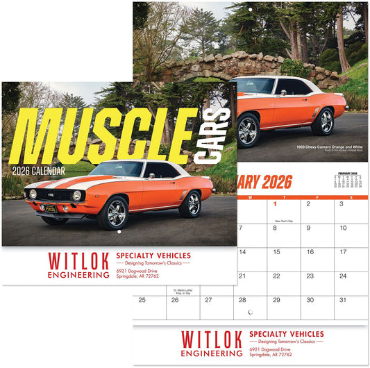 MUSCLE CARS STAPLED WALL CALENDAR