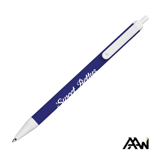 Value Slim Pen w/Glossy Colored Barrel - Matte White Accent