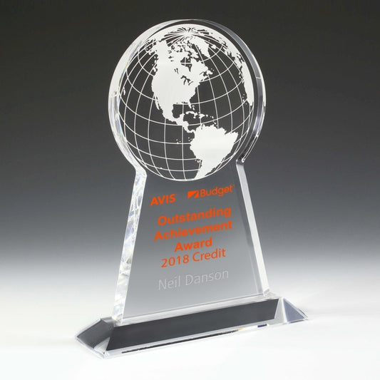 Tall Globe Award - Laser Engraved - (7½" x 9¼" x ¾")