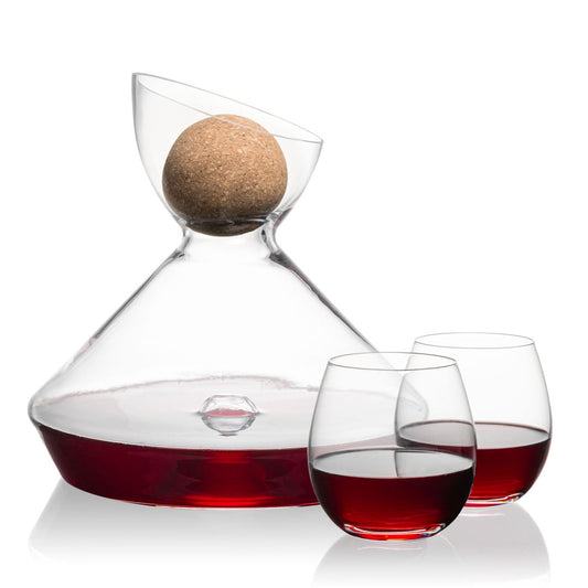 Woodbury Carafe w/Cork Stopper & Redmond Stemless Wine
