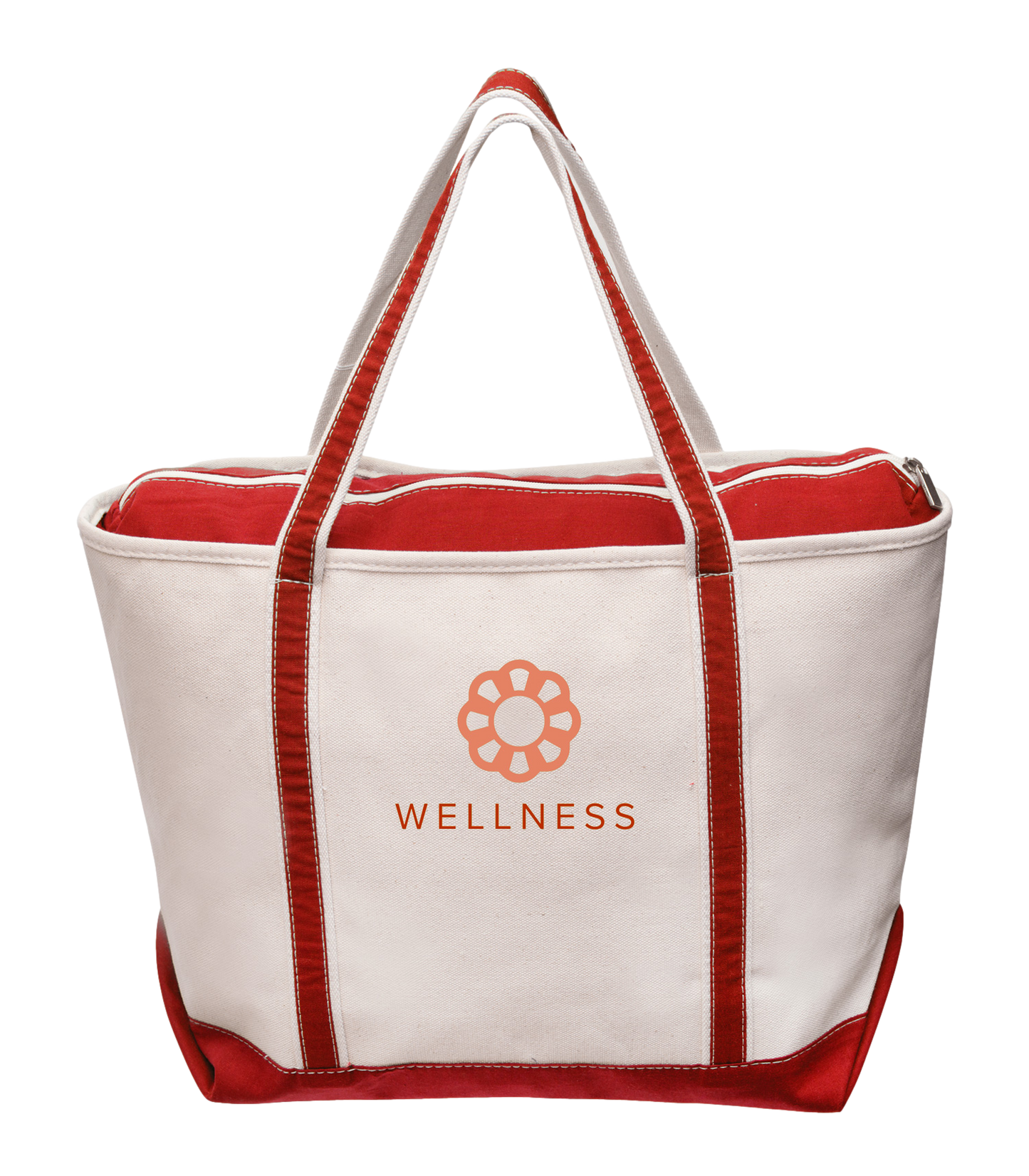 Natural / Black Sailway Large Zippered Tote Bag