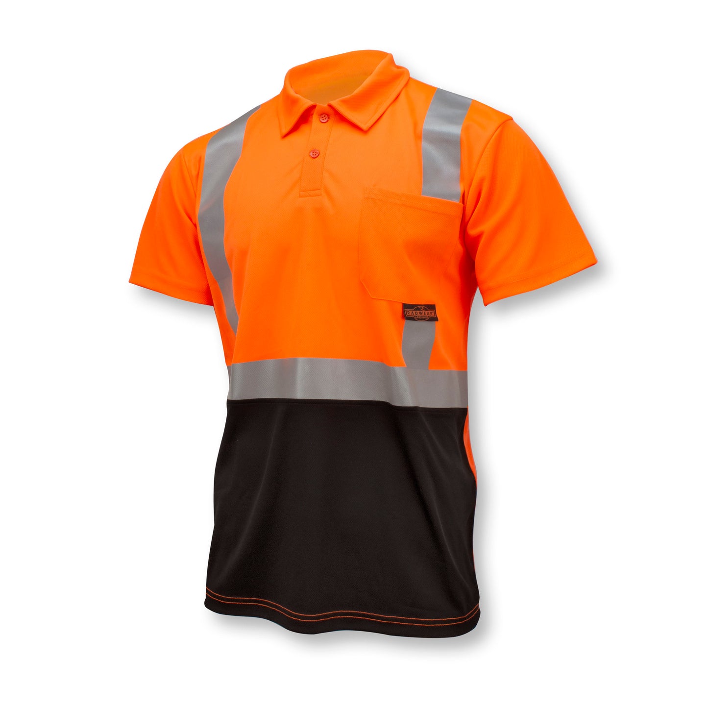 ST12B Class 2 High Visibility Color Blocked Safety Short Sleeve Polo Shirt - Orange - Size XL