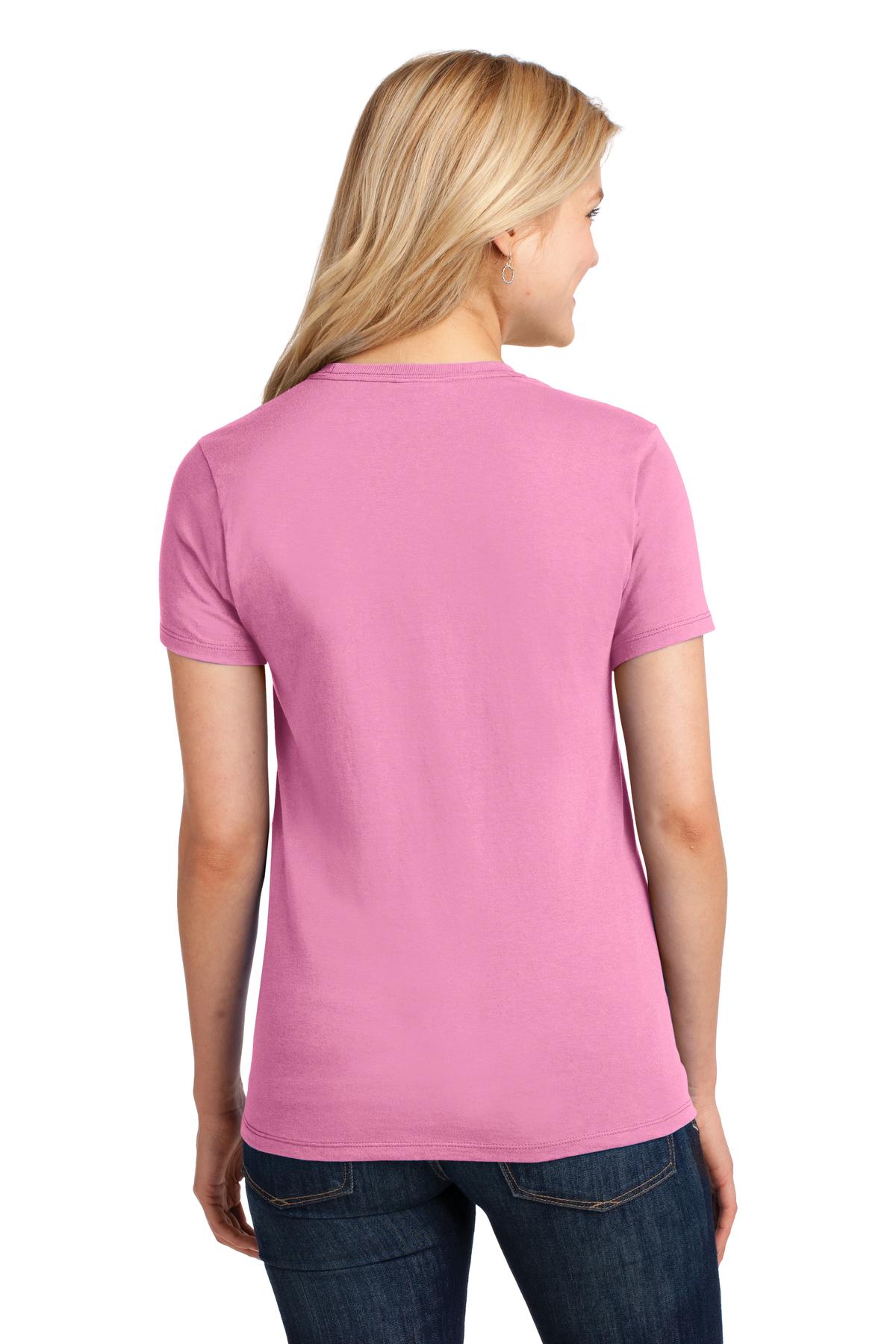 Candy Pink Port & Company Women's Core Cotton Tee. LPC54