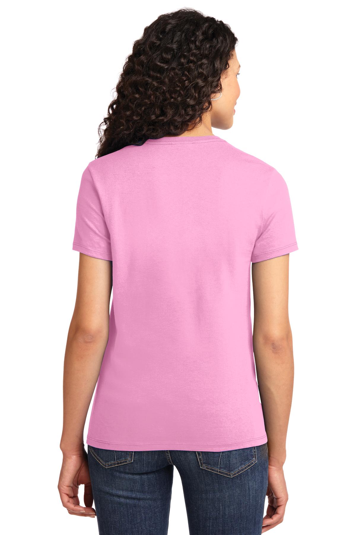 Candy Pink Port & Company Women's Essential Tee. LPC61