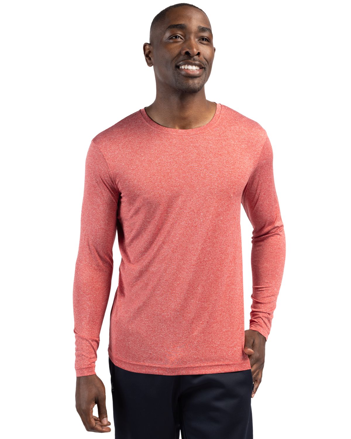 Cardinal Red Heather Clique Charge Active Mens Long Sleeve Tee - S
