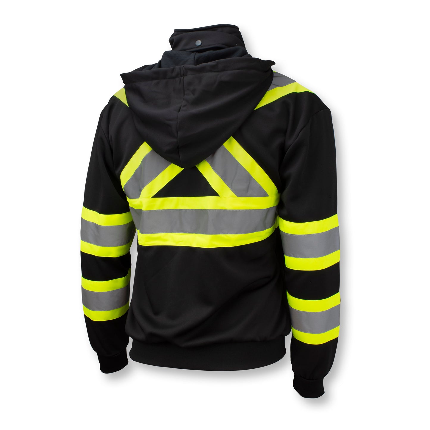 SW01X-1 High Neck Zip Front X-Back Hooded Sweatshirt - Black - 2X