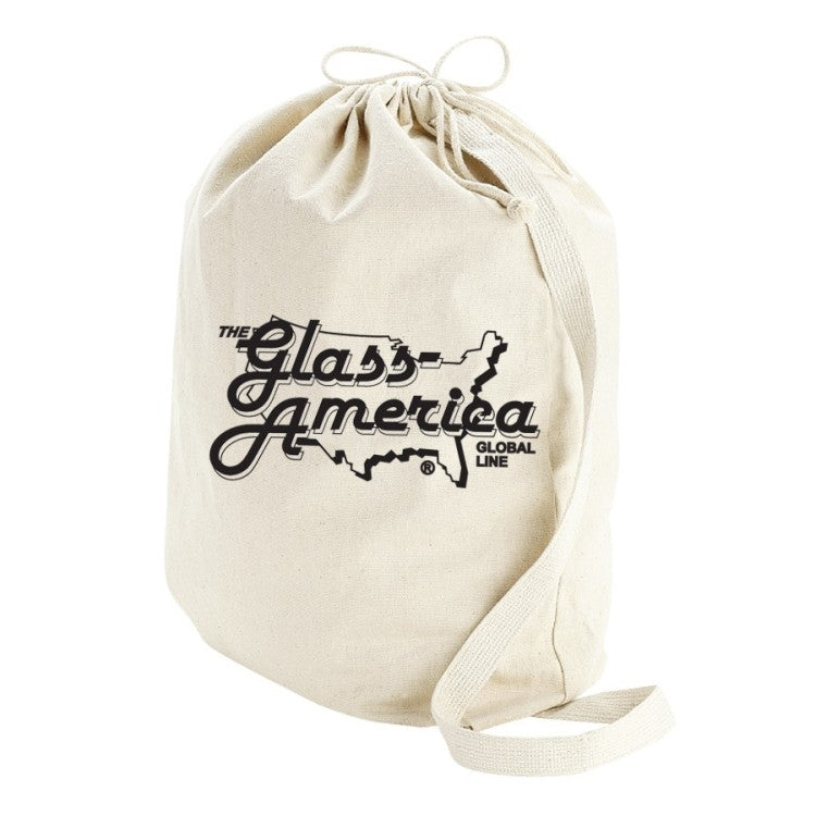 Red Canvas Drawstring Laundry Bag - Large Natural