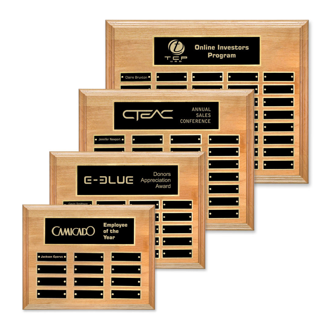 Erindate (Horiz) Perpetual Plaque - Red Alder/Gold