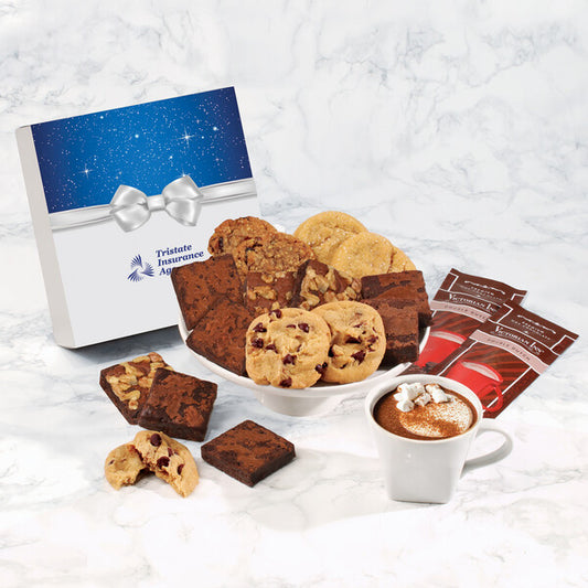 Gourmet Cookie & Brownie Gift Box with Bow Sleeve