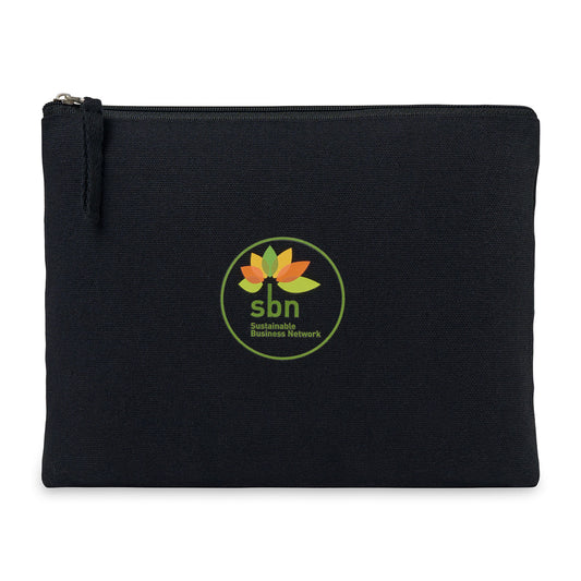 Black AWARE™ Recycled Cotton Zippered Pouch