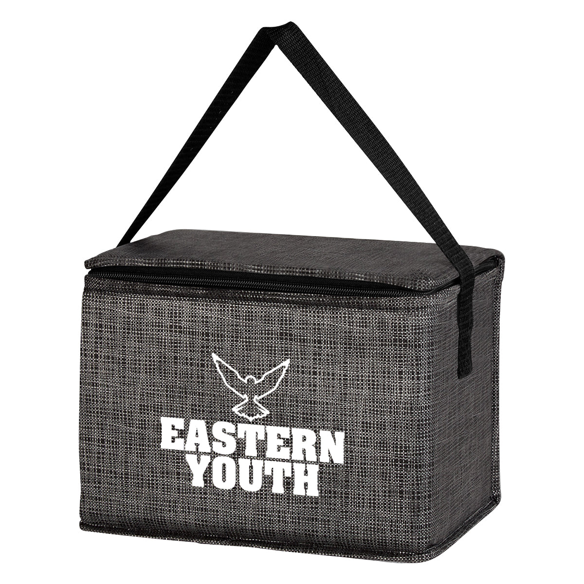 CHARCOAL Crosshatch Non-Woven Lunch Bag grouped