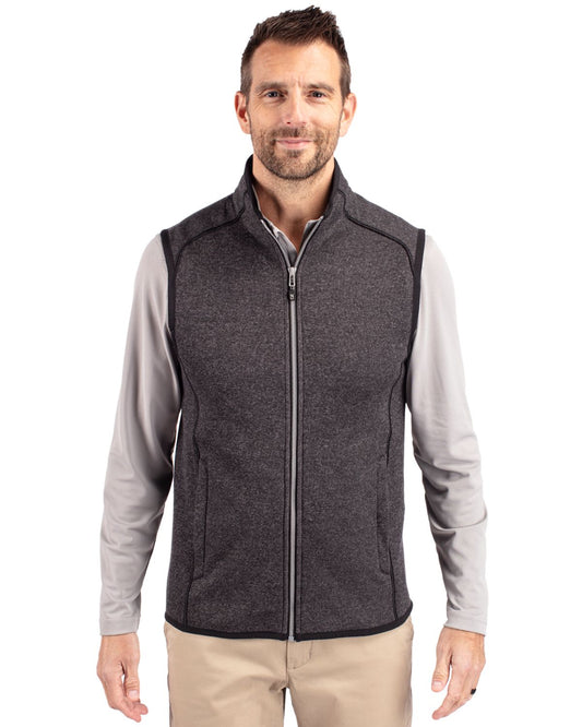 Charcoal Heather Cutter & Buck Mainsail Sweater-Knit Mens Big and Tall Full Zip Vest Big & Tall - 2XB