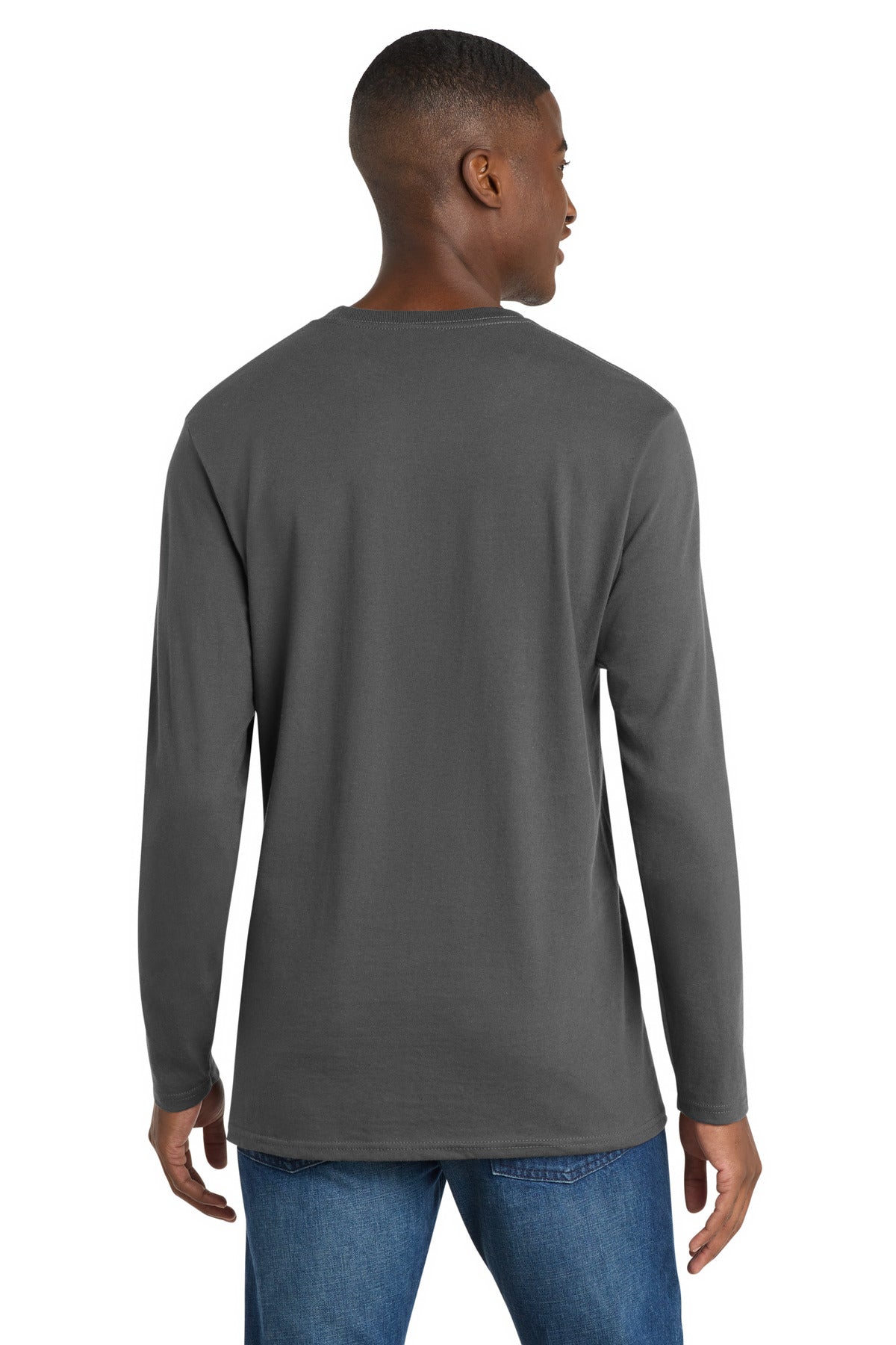 Coal Grey Port & Company Long Sleeve Bouncer Tee PC600LS