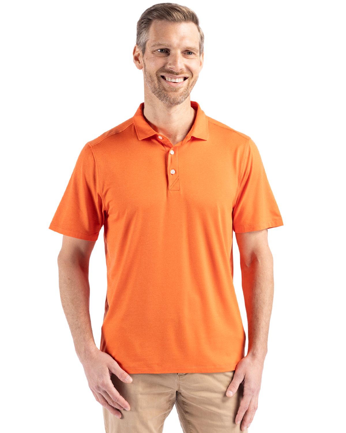 College Orange Cutter & Buck Coastline Epic Comfort Recycled Mens Polo - S