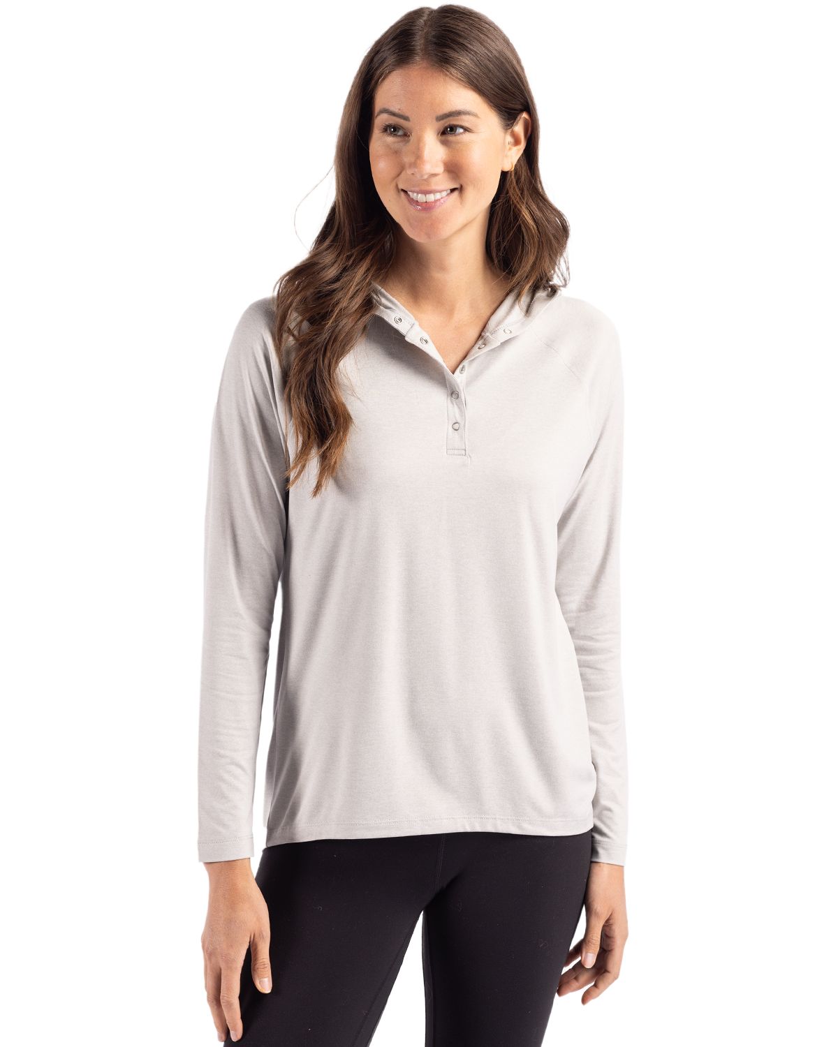 Concrete Cutter & Buck Coastline Epic Comfort Recycled Womens Hooded Shirt - XS