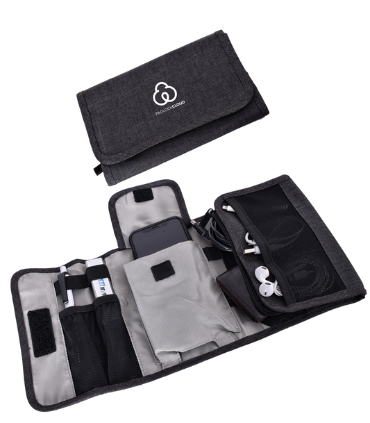 Gray Folding Electronics Organizer Carrying Case