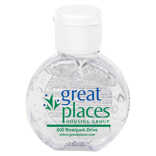1 oz Compact Hand Sanitizer Antibacterial Gel in Round Flip-Top Squeeze Bottle