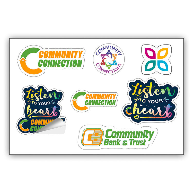 "CustomCut ™" Full Color Custom Shape Removable Vinyl Sticker Sheets (4"x 6")