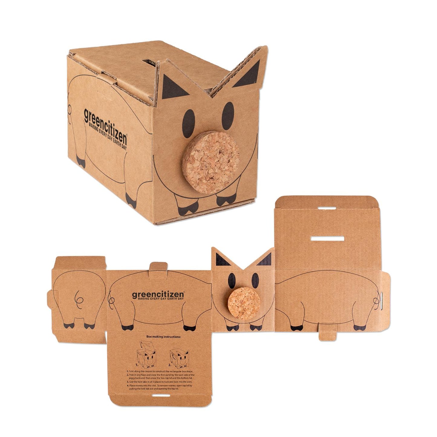 Natural Corrugated Piggy Bank