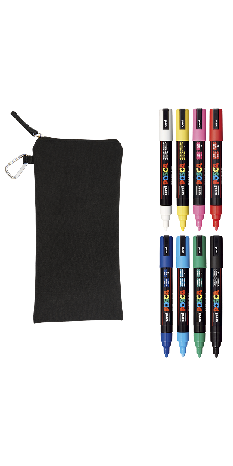 POSCA 8 Piece Basic Marker Set with Bag - Medium