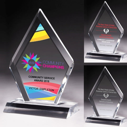 Multi-Faceted Acrylic Award - 5” x 8 3/4” -Laser Engraved
